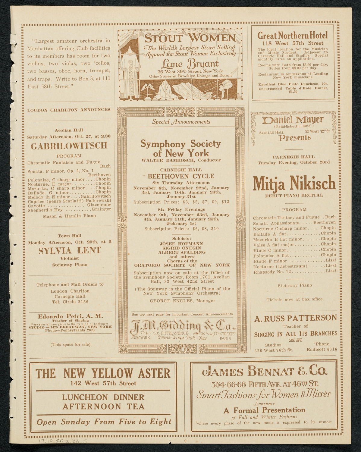 Claudio Arrau, Piano, October 20, 1923, program page 9