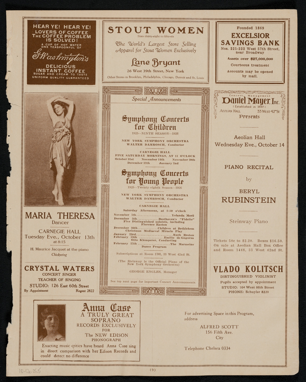 Columbus Day Celebration, October 12, 1925, program page 9