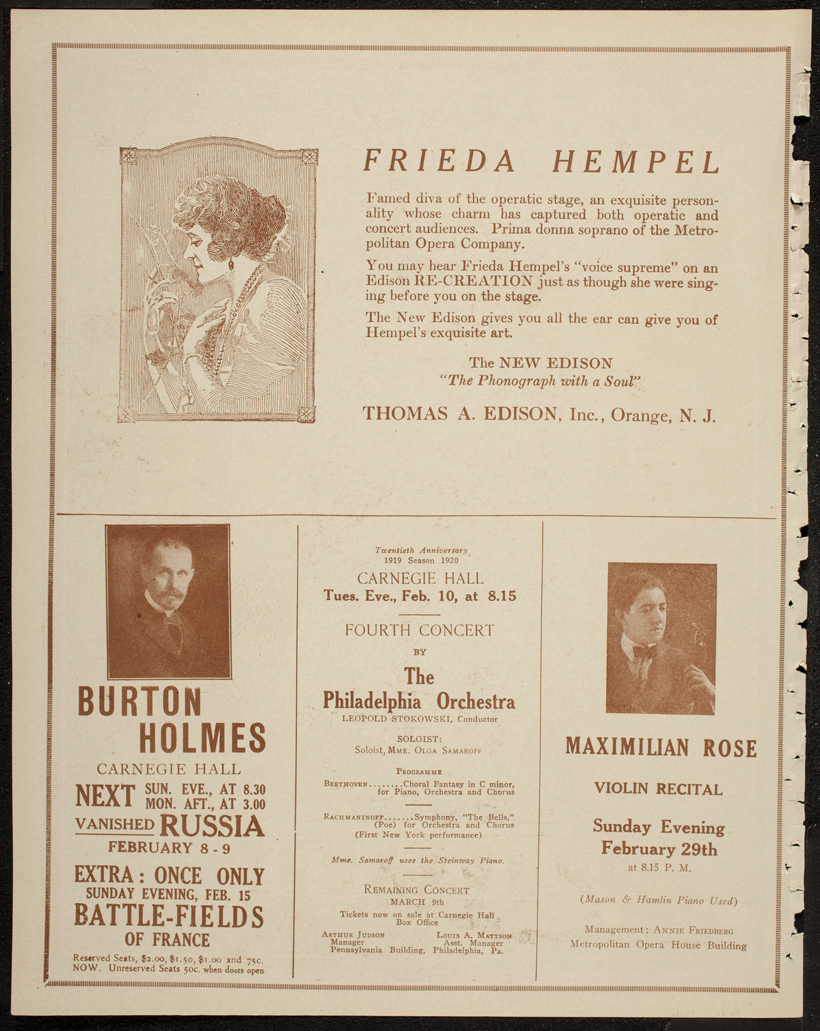 Boston Symphony Orchestra, February 7, 1920, program page 2