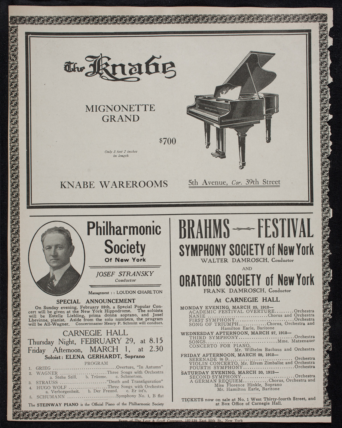 New York Philharmonic, February 18, 1912, program page 12