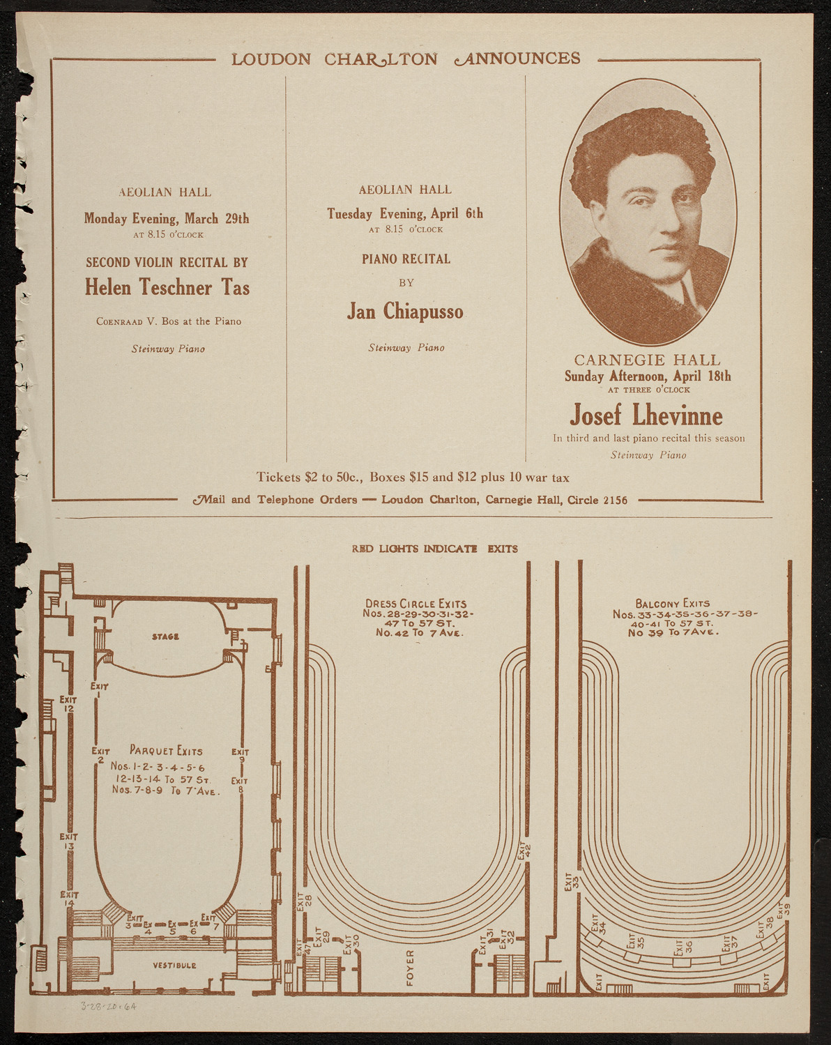 New York Philharmonic, March 28, 1920, program page 11