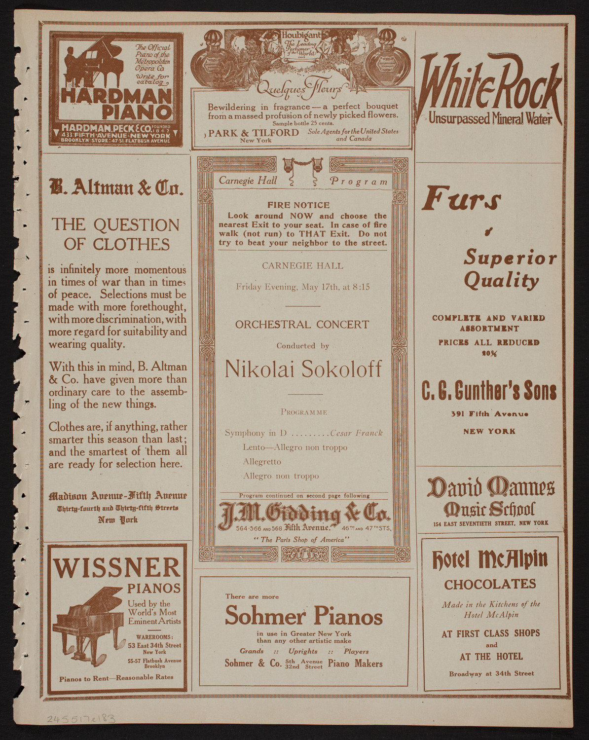 Nikolai Sokoloff Orchestral Concert, May 17, 1918, program page 5
