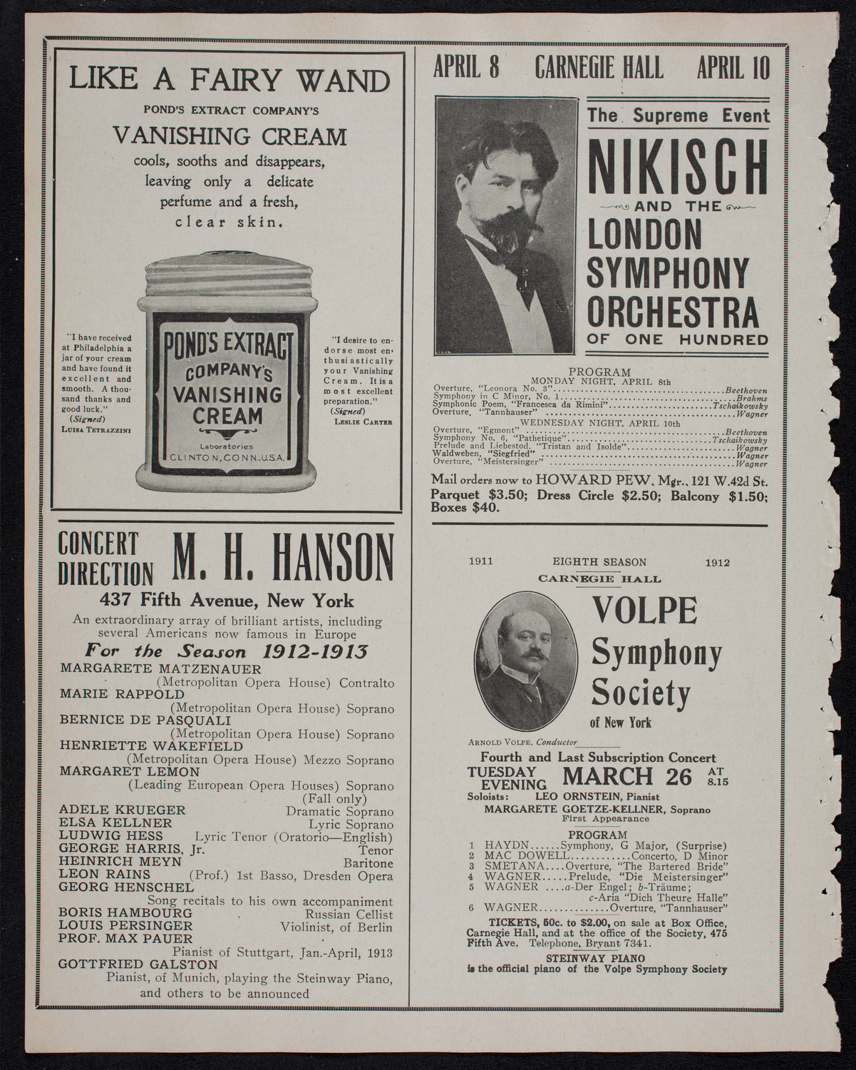 Boston Symphony Orchestra, March 23, 1912, program page 8