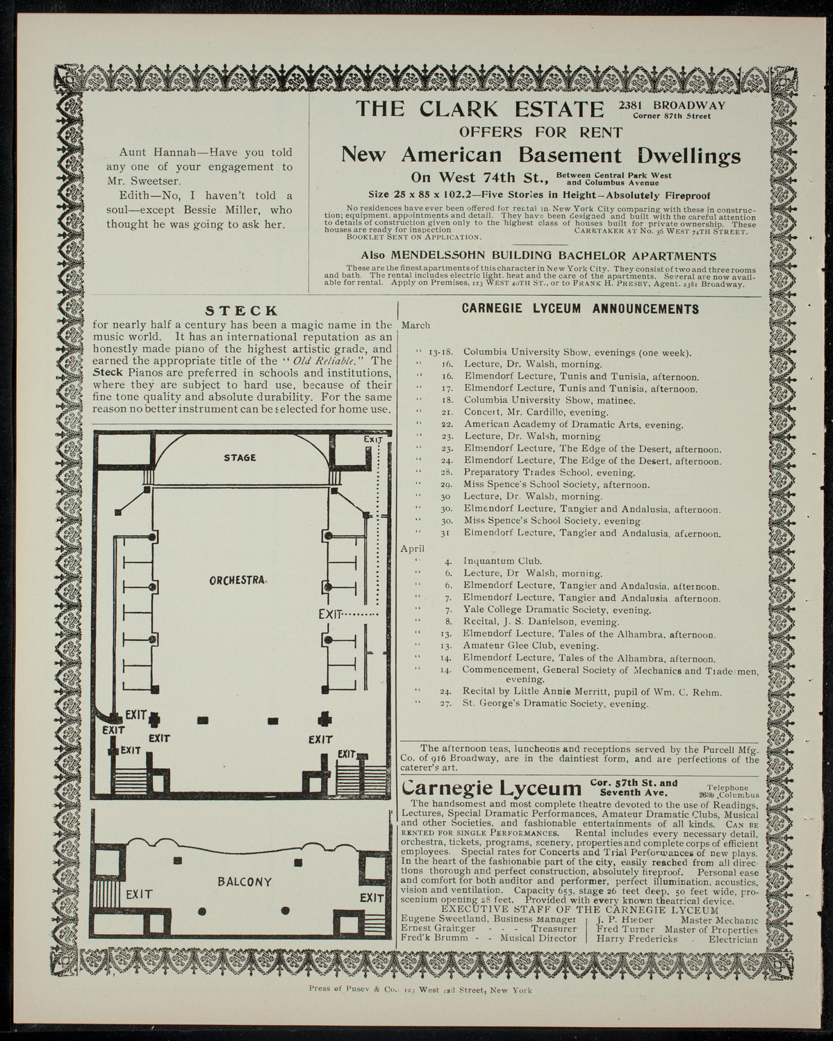 Columbia Varsity Show, March 14, 1905, program page 4