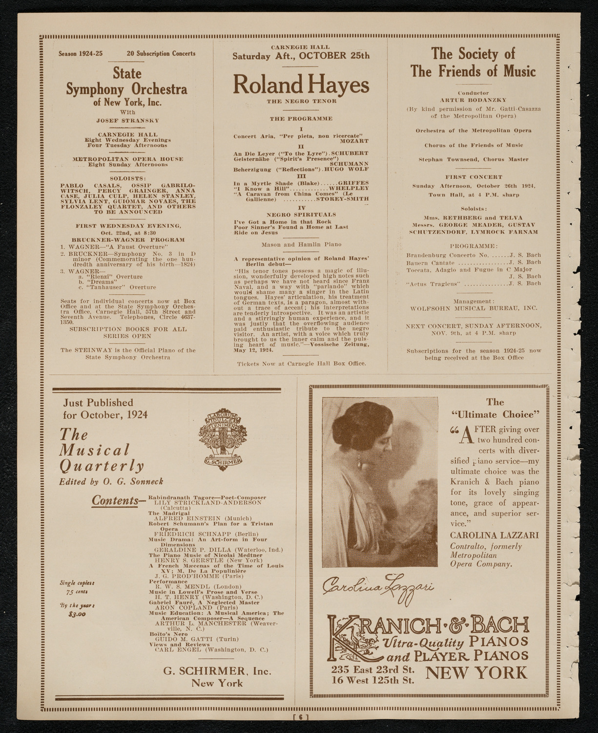 New York Philharmonic, October 17, 1924, program page 6