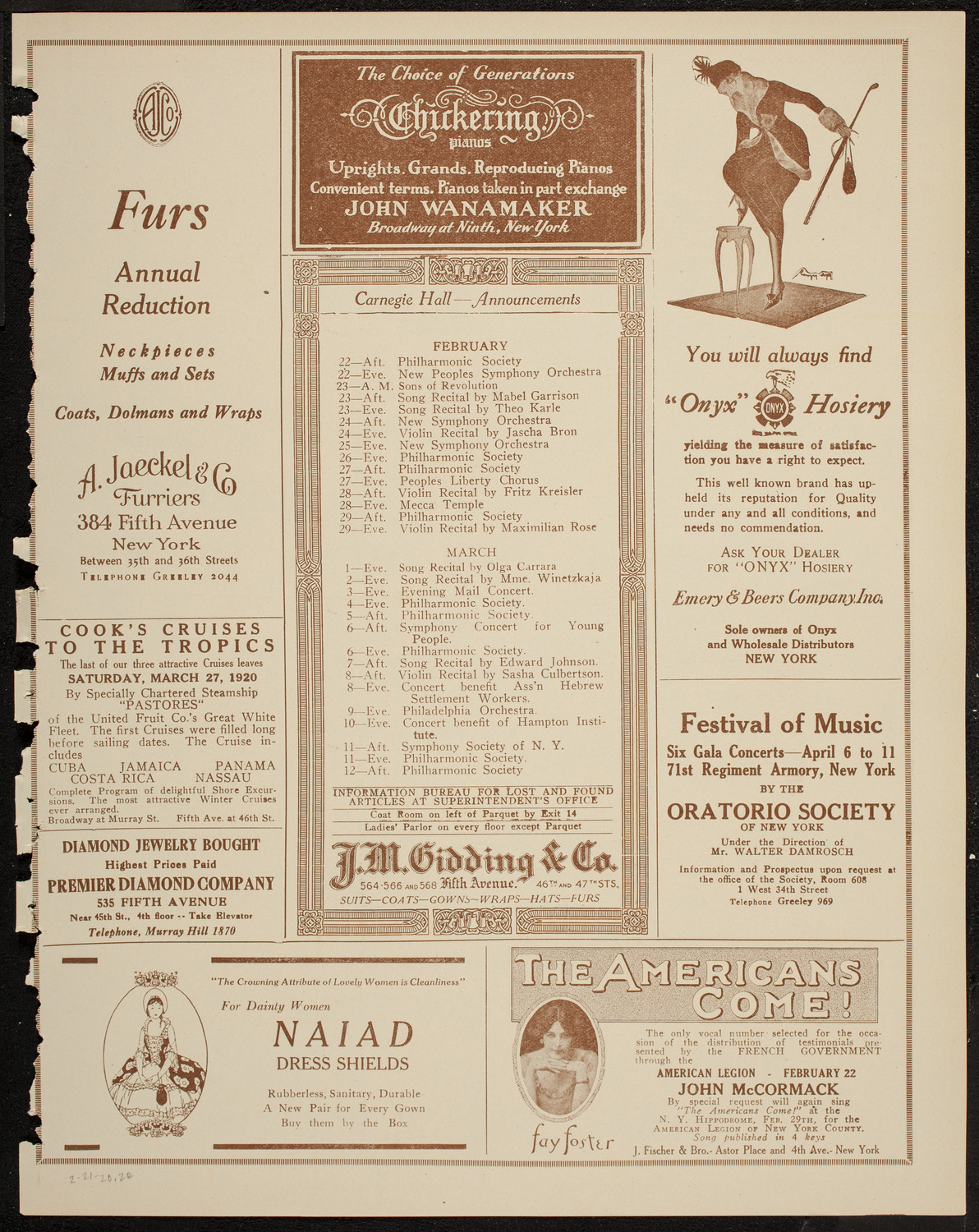 New York Symphony Orchestra, February 21, 1920, program page 3