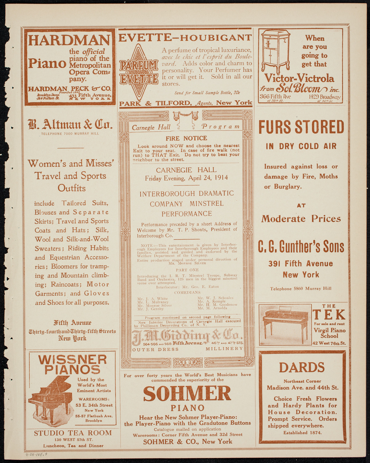 Interborough Dramatic Company Minstrel Performance, April 24, 1914, program page 5