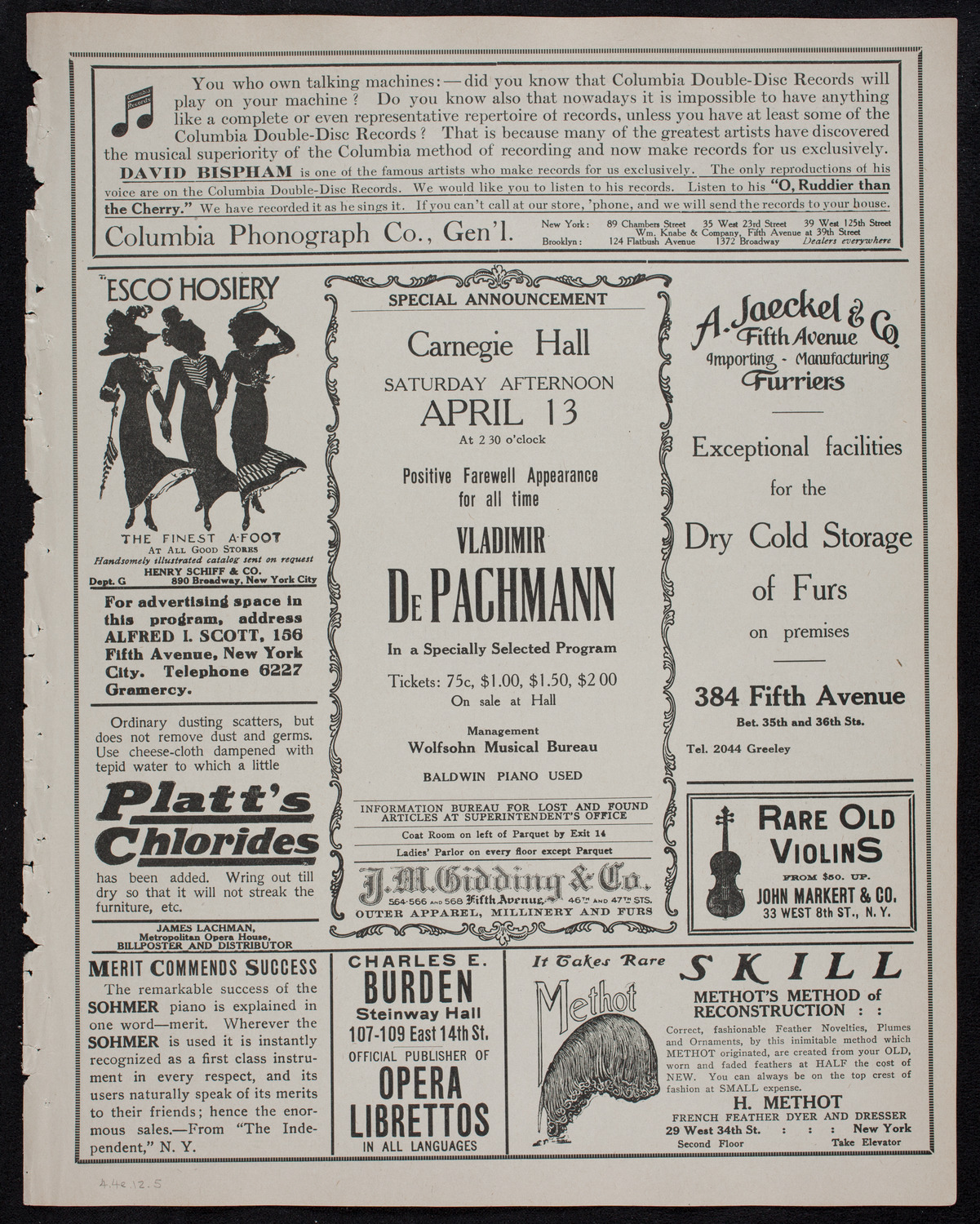 Jeanne Jomelli, Soprano, and Paolo Gruppe, Cello, April 4, 1912, program page 9