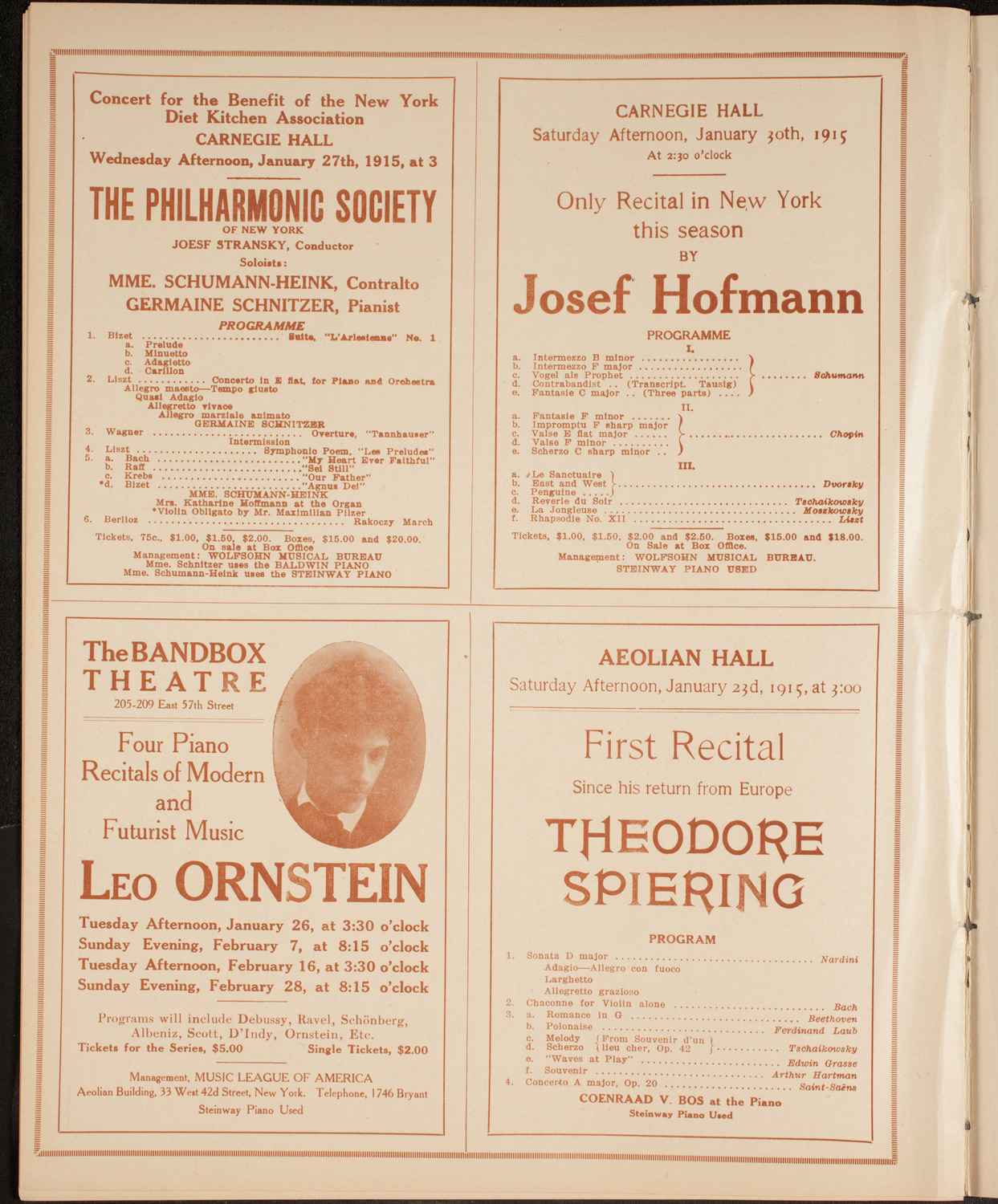 New York Philharmonic, January 16, 1915, program page 10