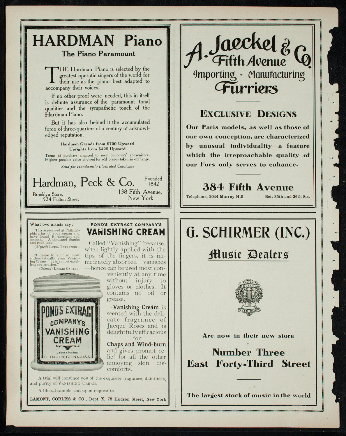 Alessandro Bonci, Tenor, November 22, 1910, program page 8