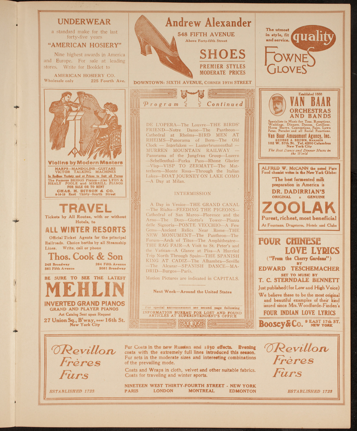 Elmendorf Lecture: Around Southern Europe, November 29, 1914, program page 7