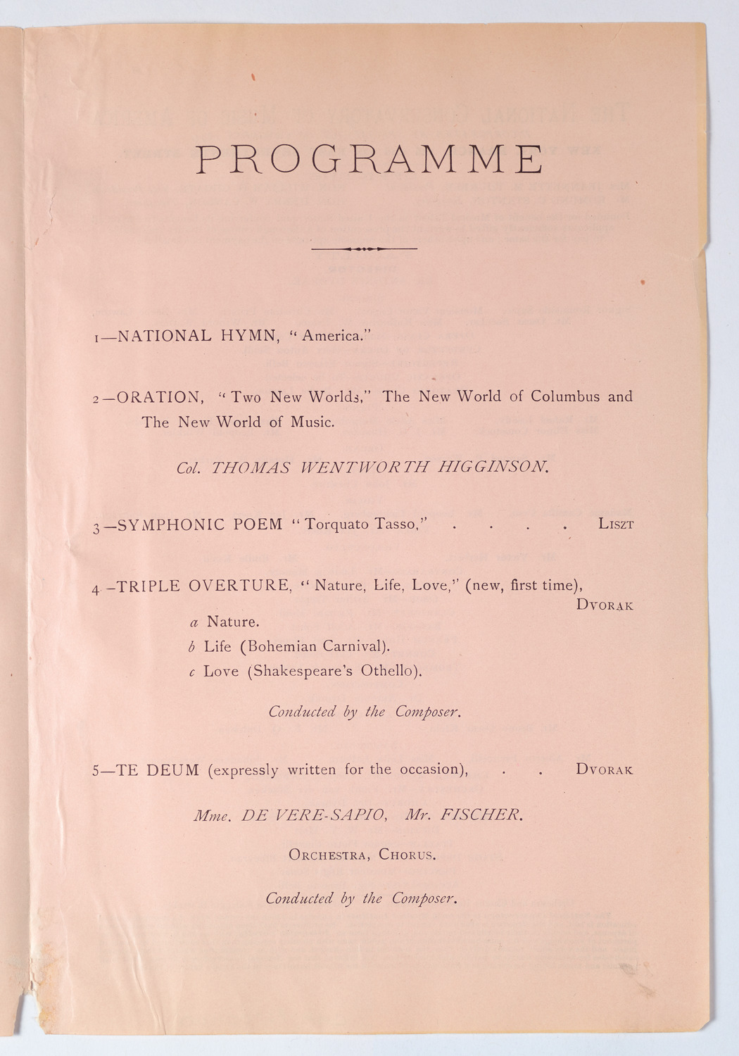 Antonin Dvorak, October 21, 1892