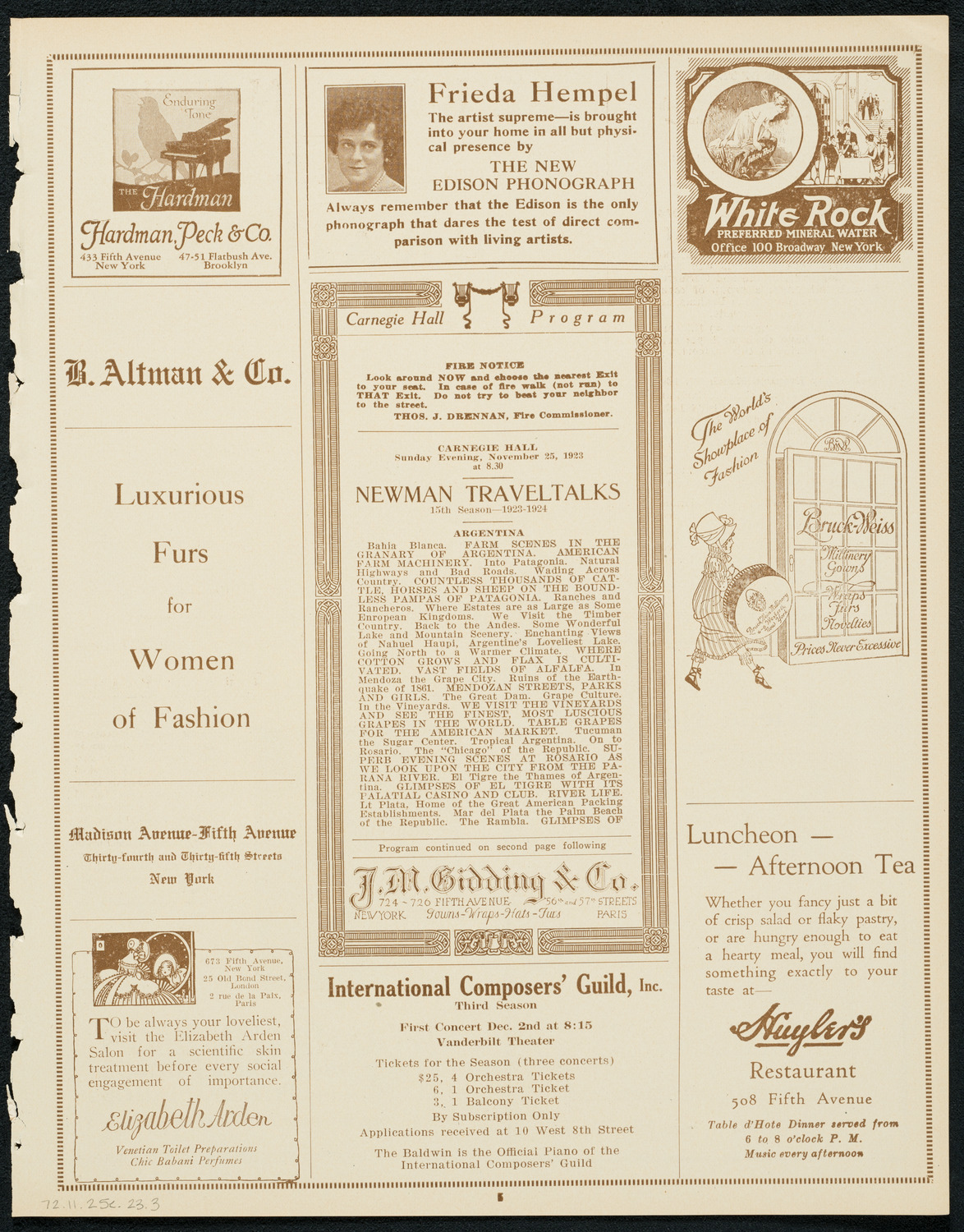 Newman Traveltalks: Argentina, November 25, 1923, program page 5