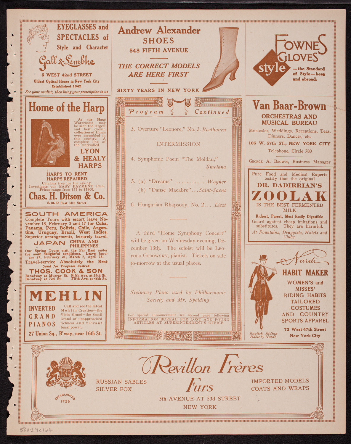 Home Symphony Concert: New York Philharmonic, November 29, 1916, program page 7