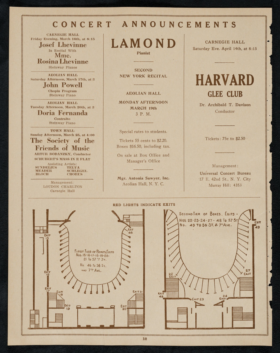 Josef and Rosina Lhévinne, March 16, 1923, program page 10