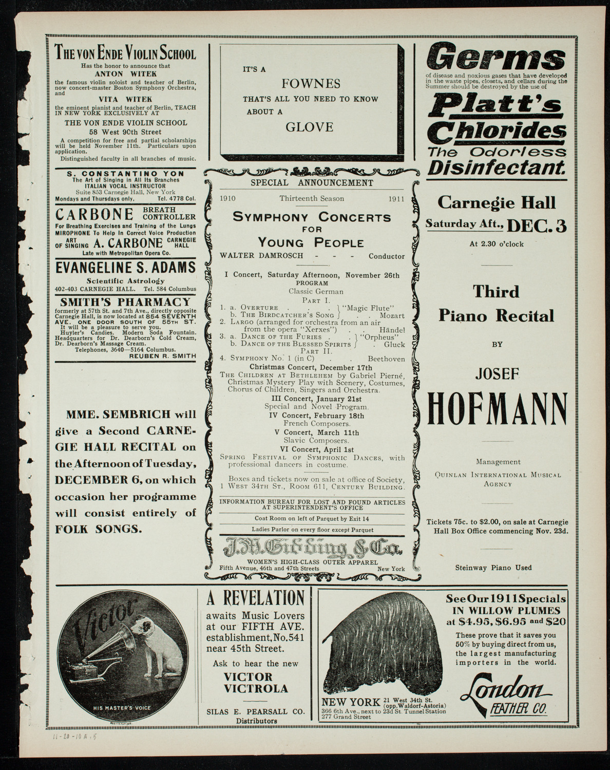 George Hamlin, Tenor, November 20, 1910, program page 9