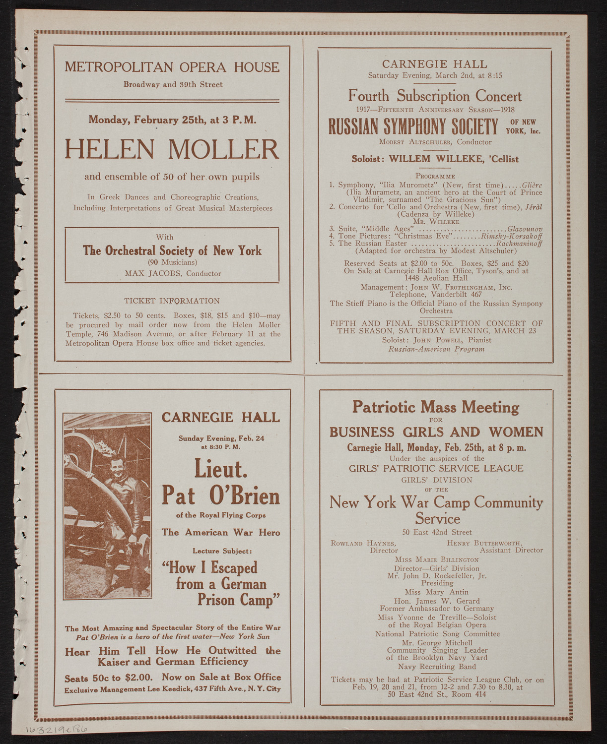 Meeting: The Humanitarian Cult, February 19, 1918, program page 11