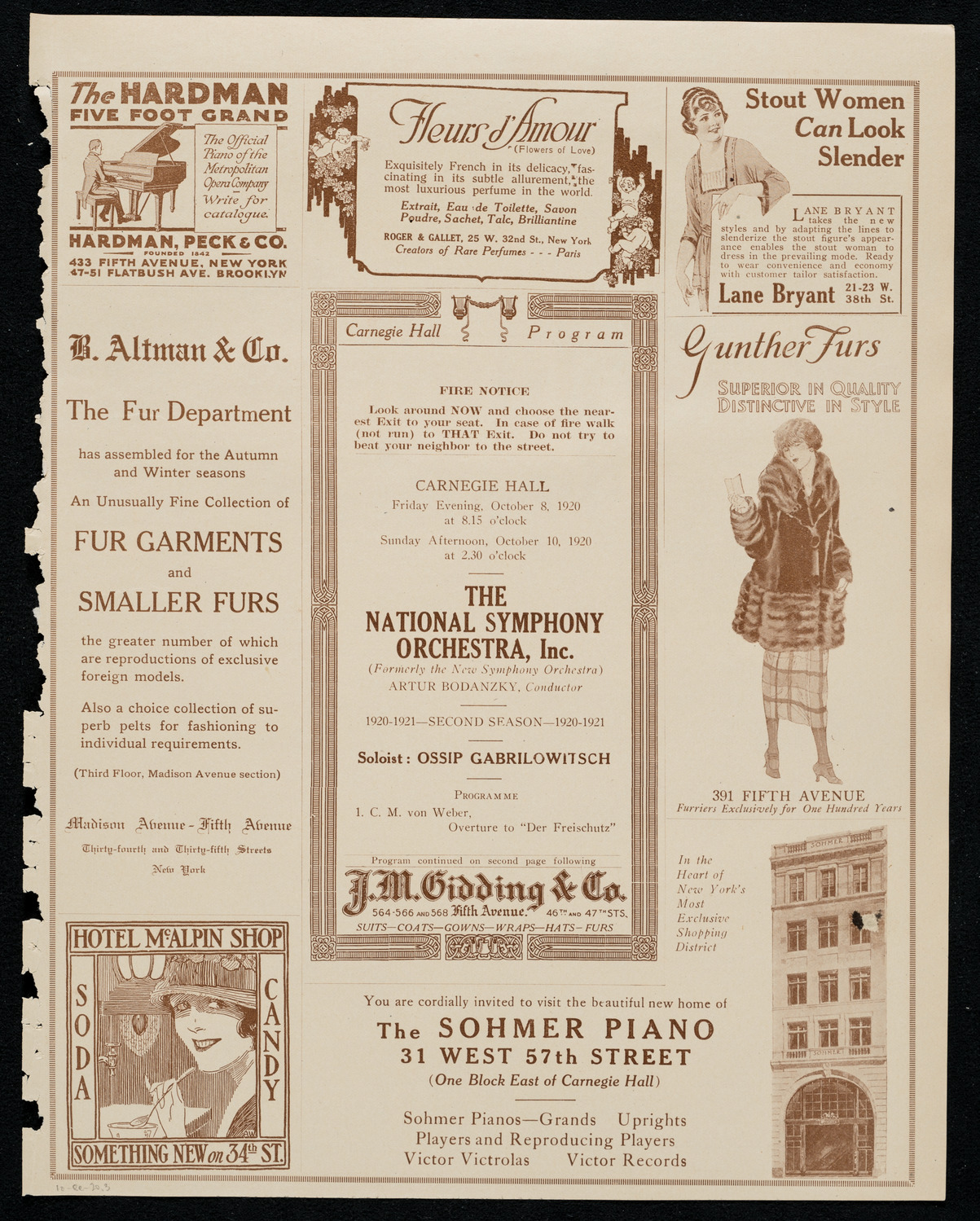 National Symphony Orchestra, October 8, 1920, program page 5