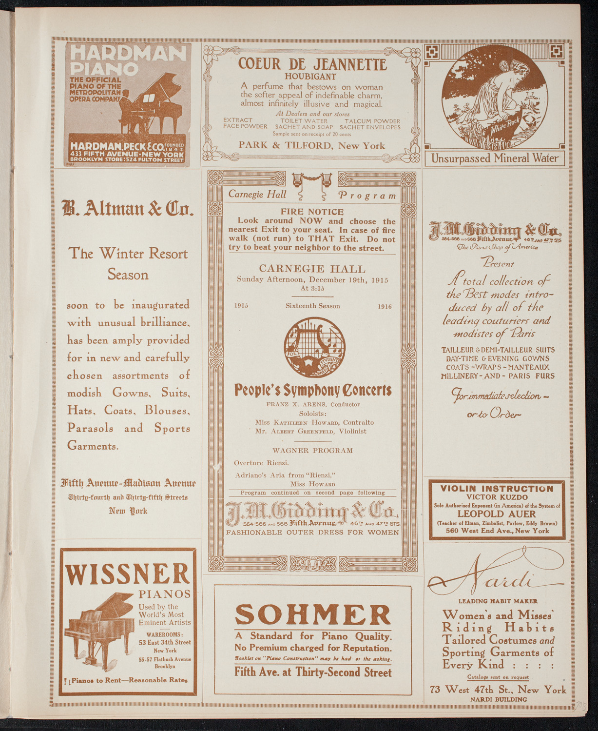 People's Symphony Concert, December 19, 1915, program page 5
