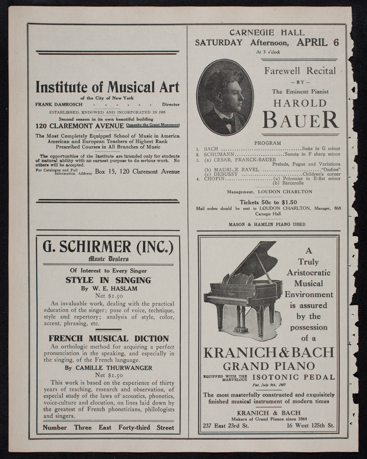 David Bispham, Baritone, March 22, 1912, program page 6