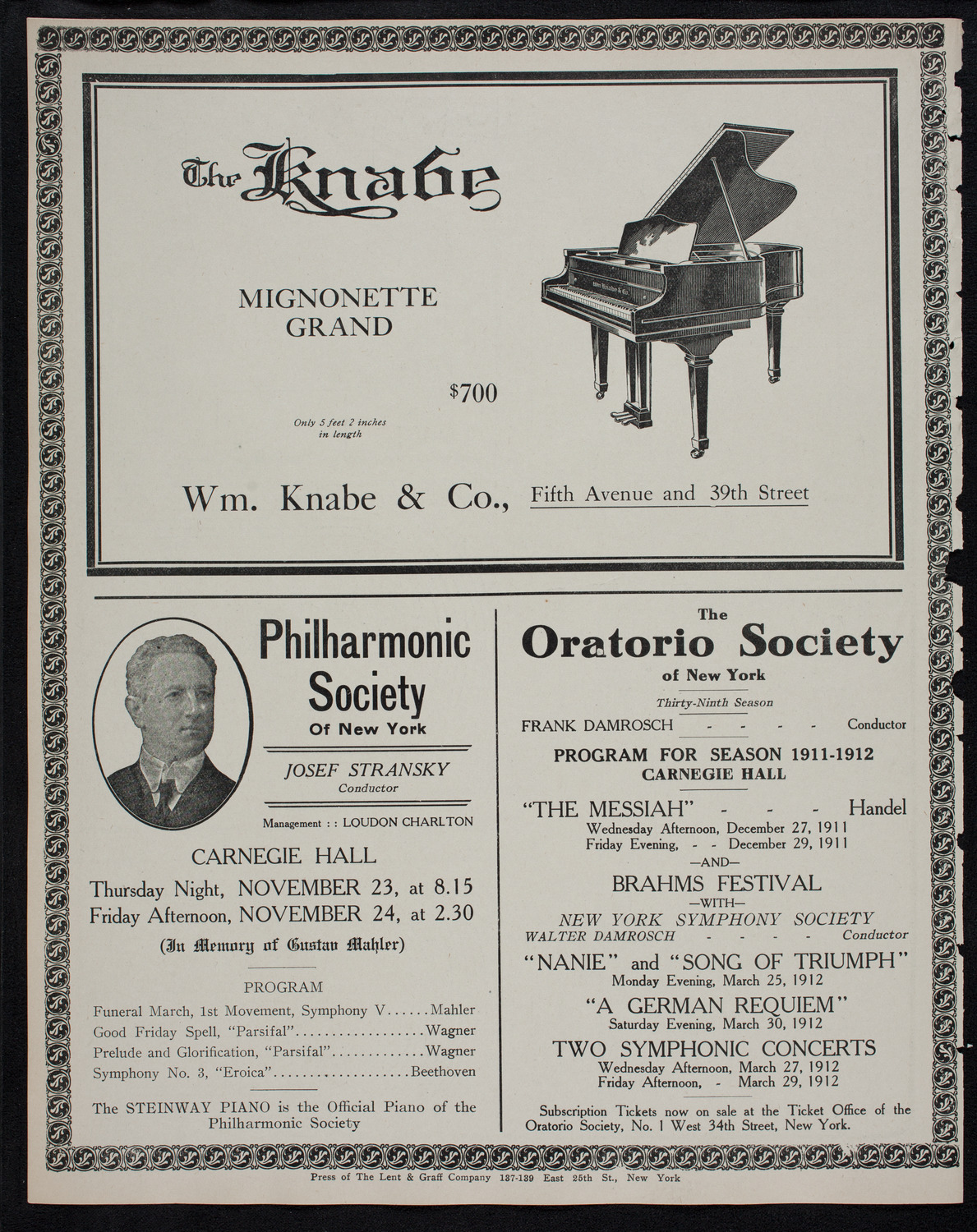 Vladimir de Pachmann, Piano, November 18, 1911, program page 12