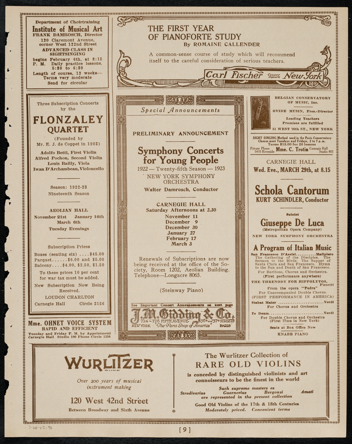 Philadelphia Orchestra, March 28, 1922, program page 9
