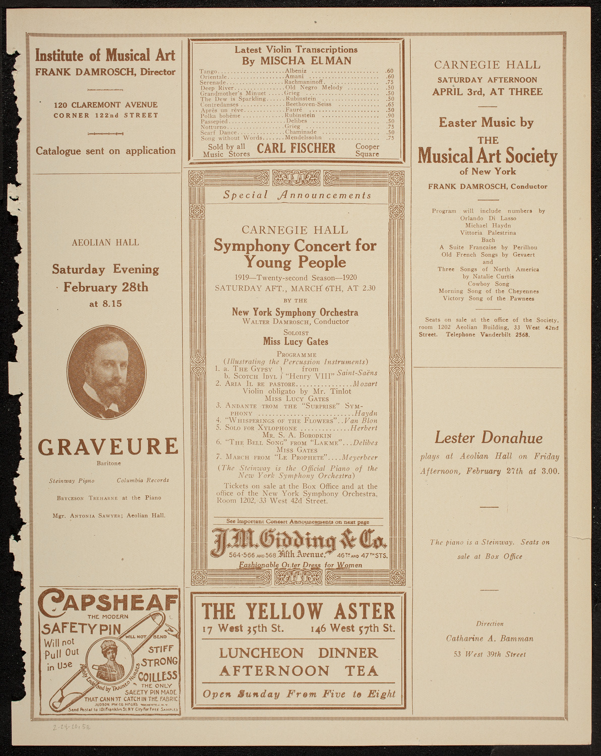 Jascha Bron, Violin, February 24, 1920, program page 9