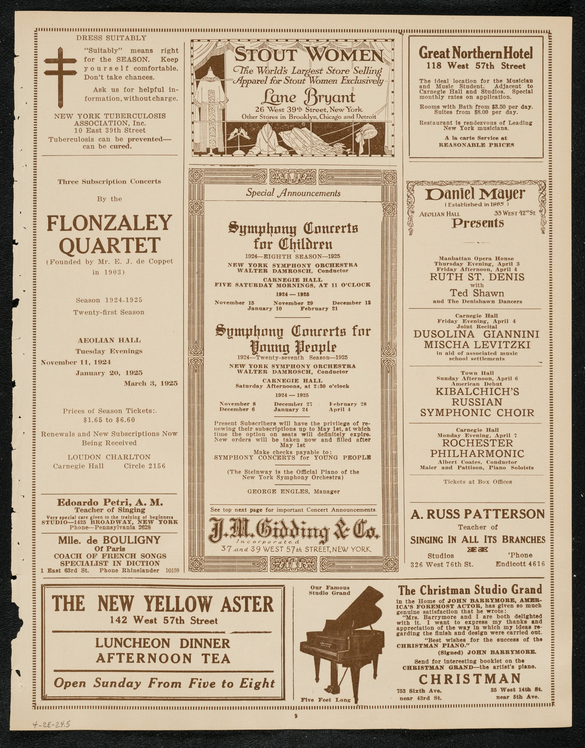 New York Philharmonic Students' Concert, April 2, 1924, program page 9