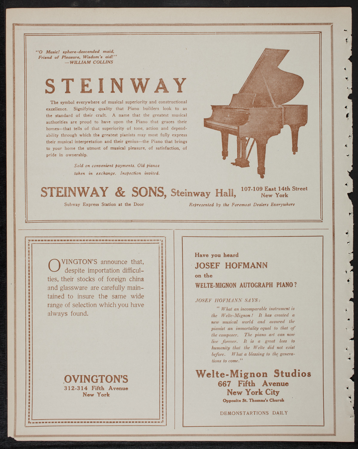 Josef Hofmann, Piano, January 26, 1918, program page 4