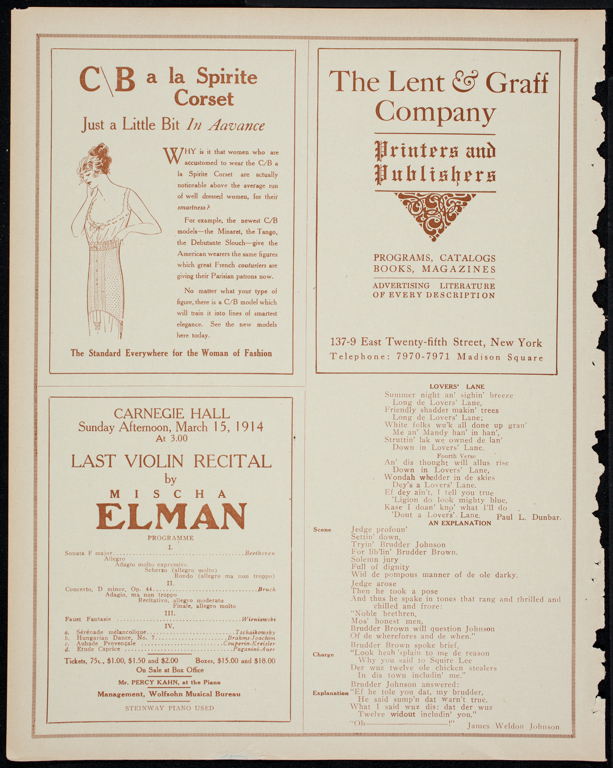 Concert of Negro Music, March 11, 1914, program page 8