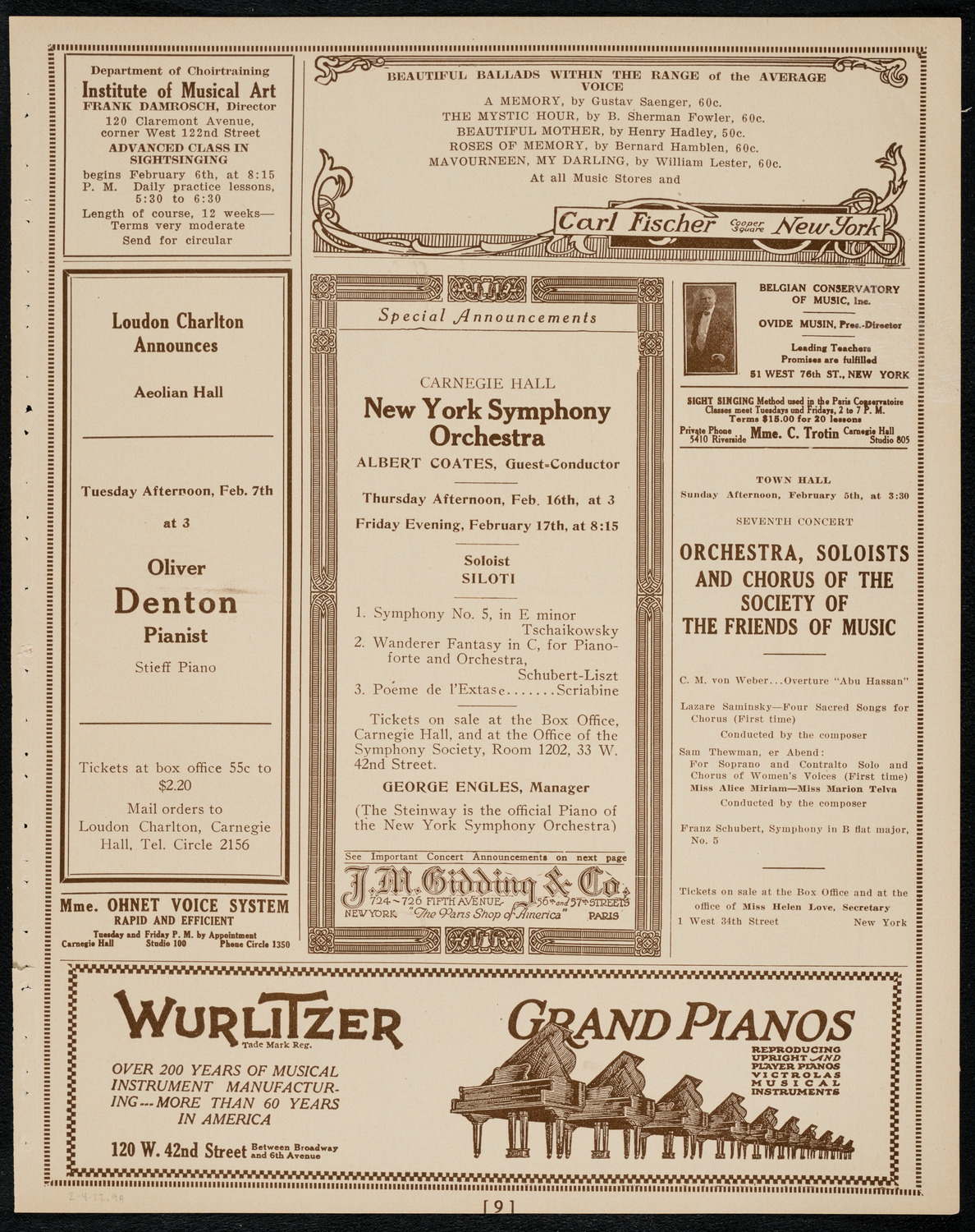 Boston Symphony Orchestra, February 4, 1922, program page 9