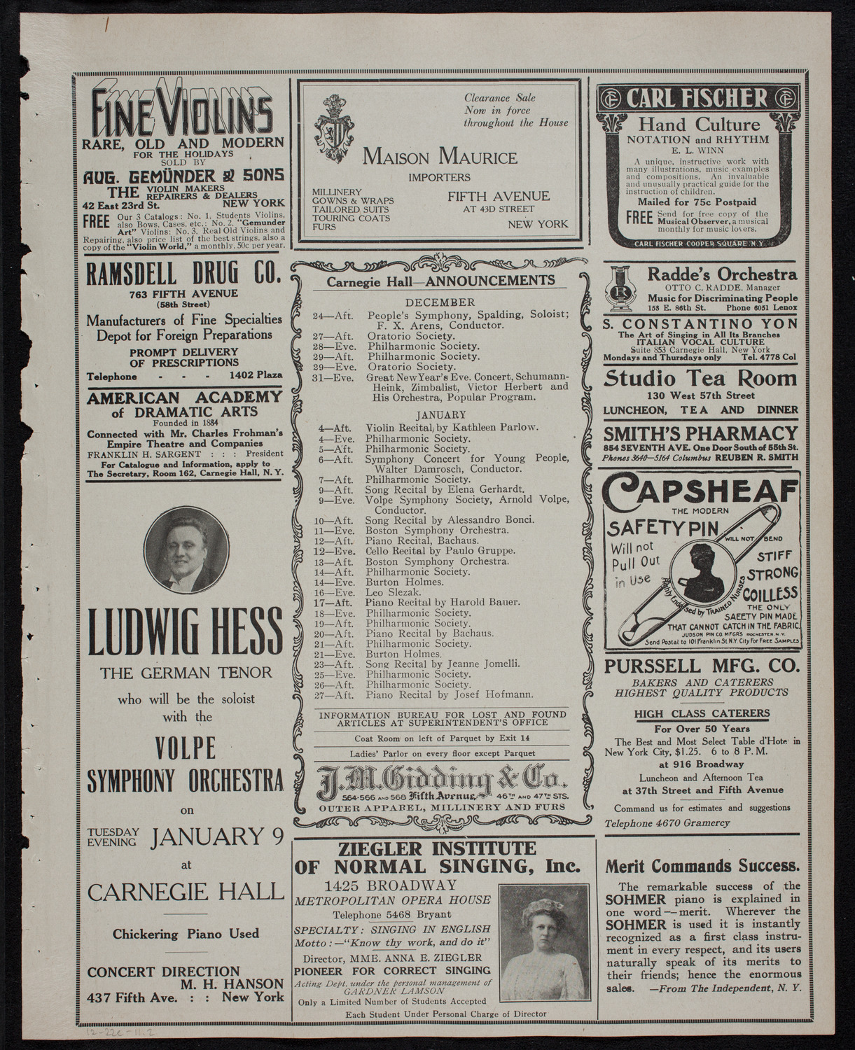 Lecture by Col. Charles J. "Buffalo" Jones, December 22, 1911, program page 3