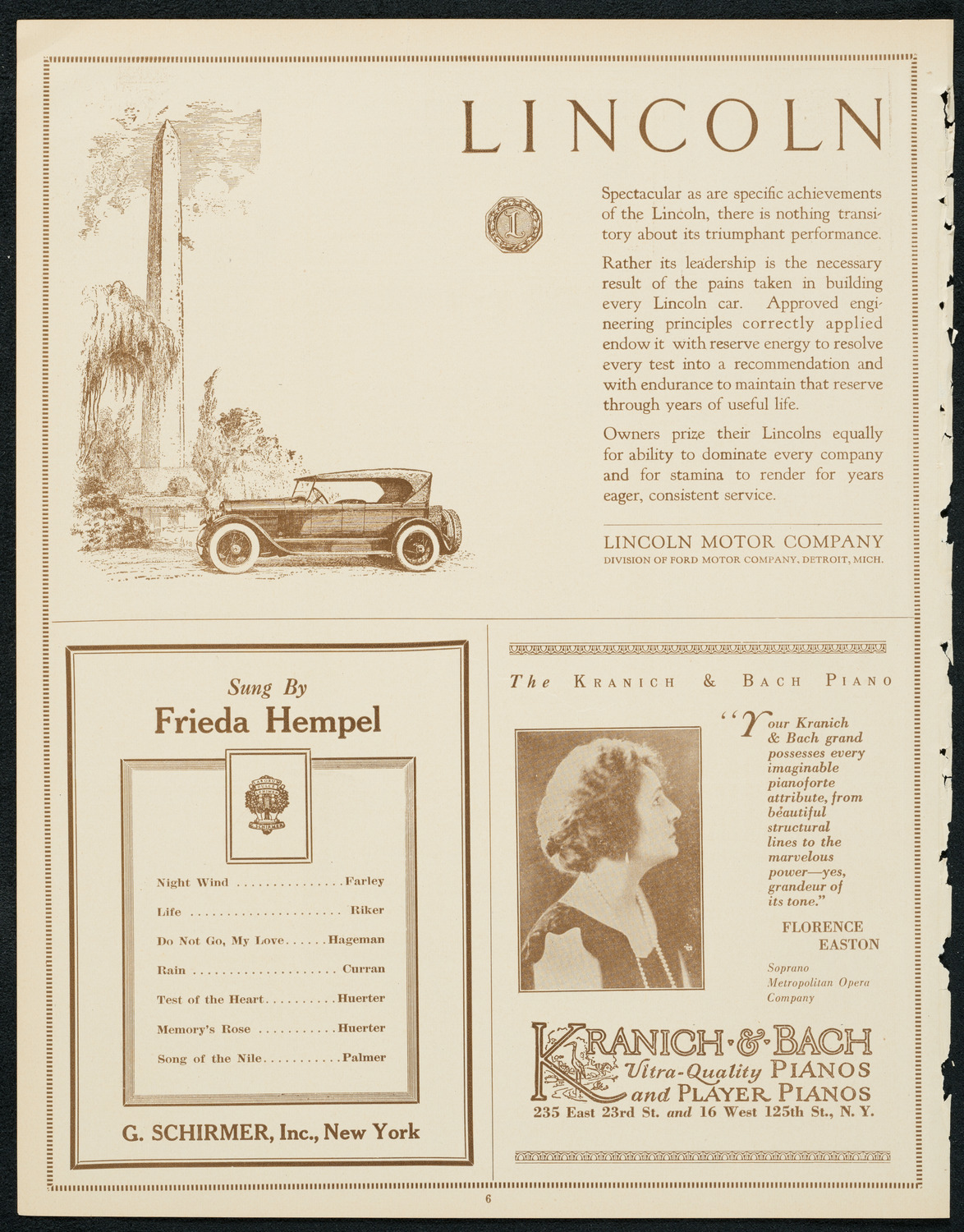 Sergei Rachmaninoff, Piano, December 2, 1923, program page 6