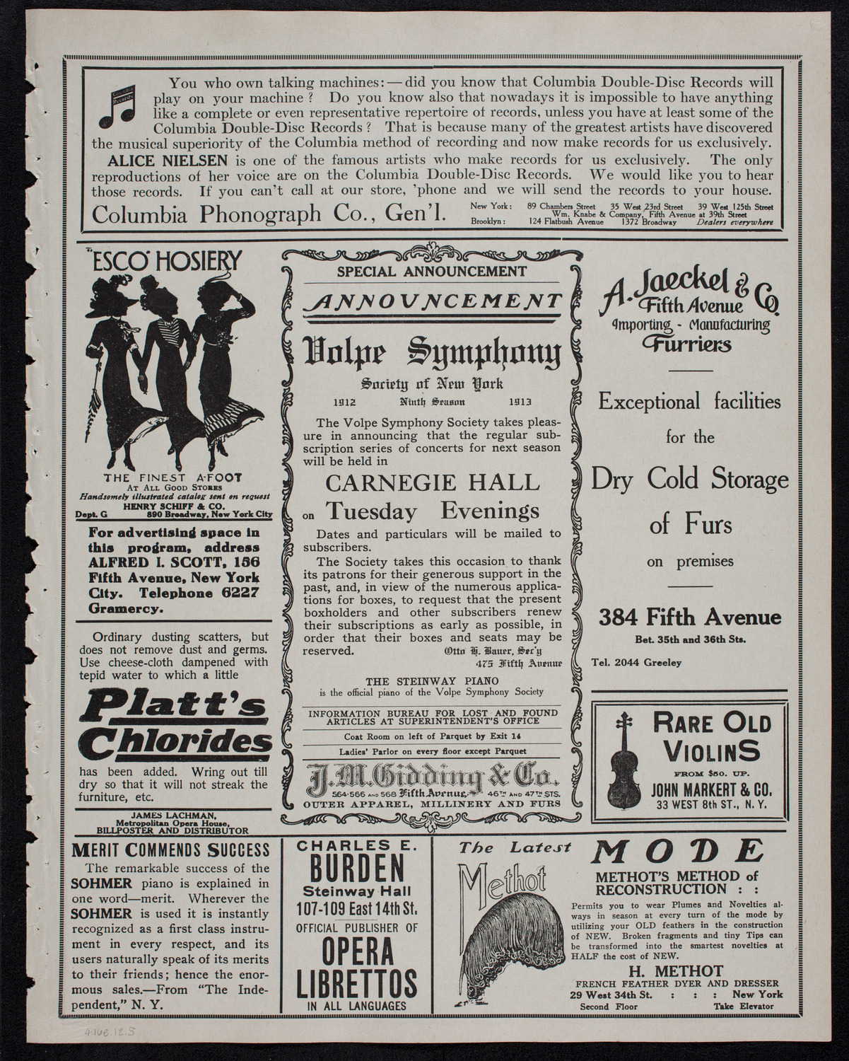 New York Banks' Glee Club, April 16, 1912, program page 9