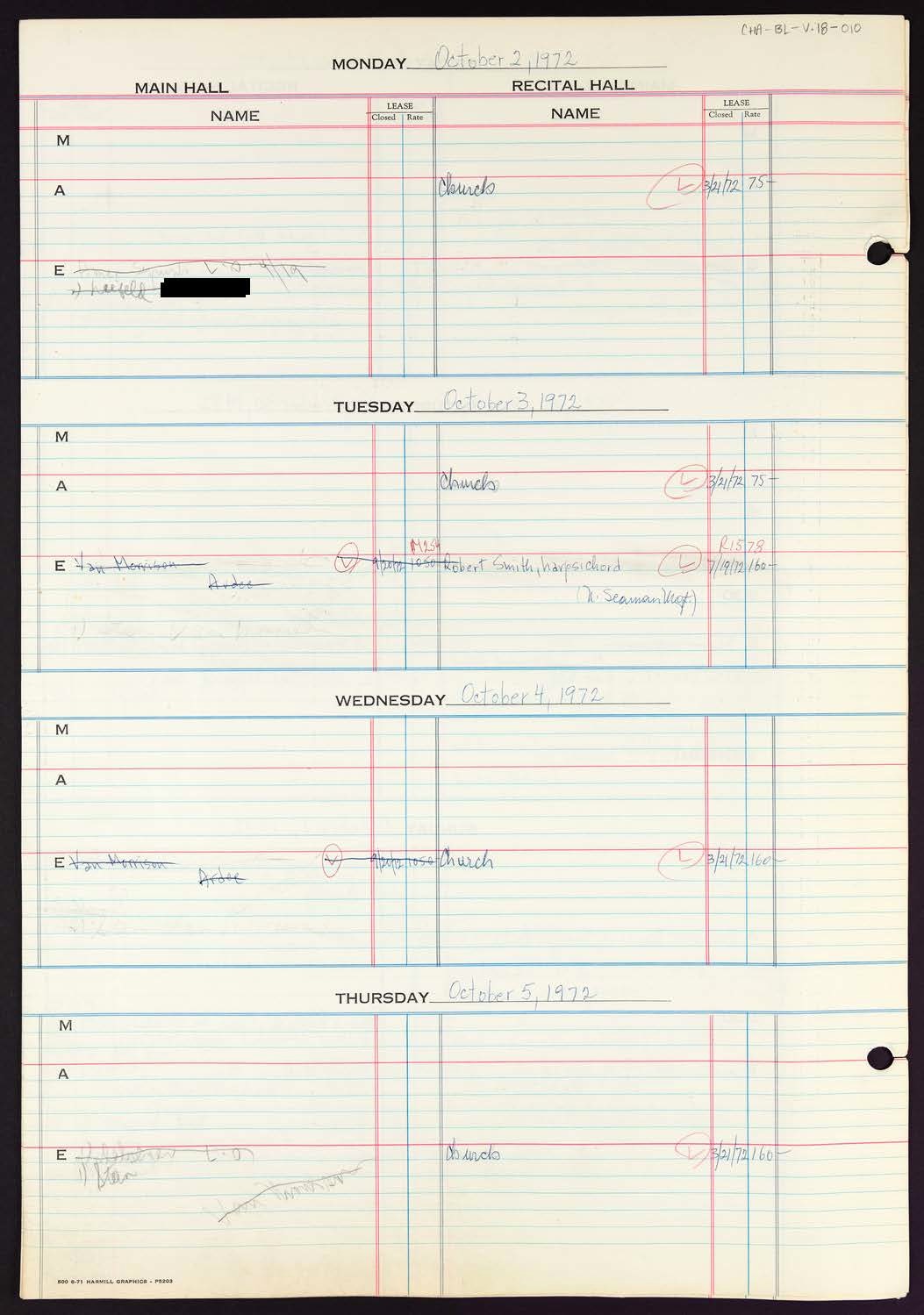 Carnegie Hall Booking Ledger, volume 18, page 10