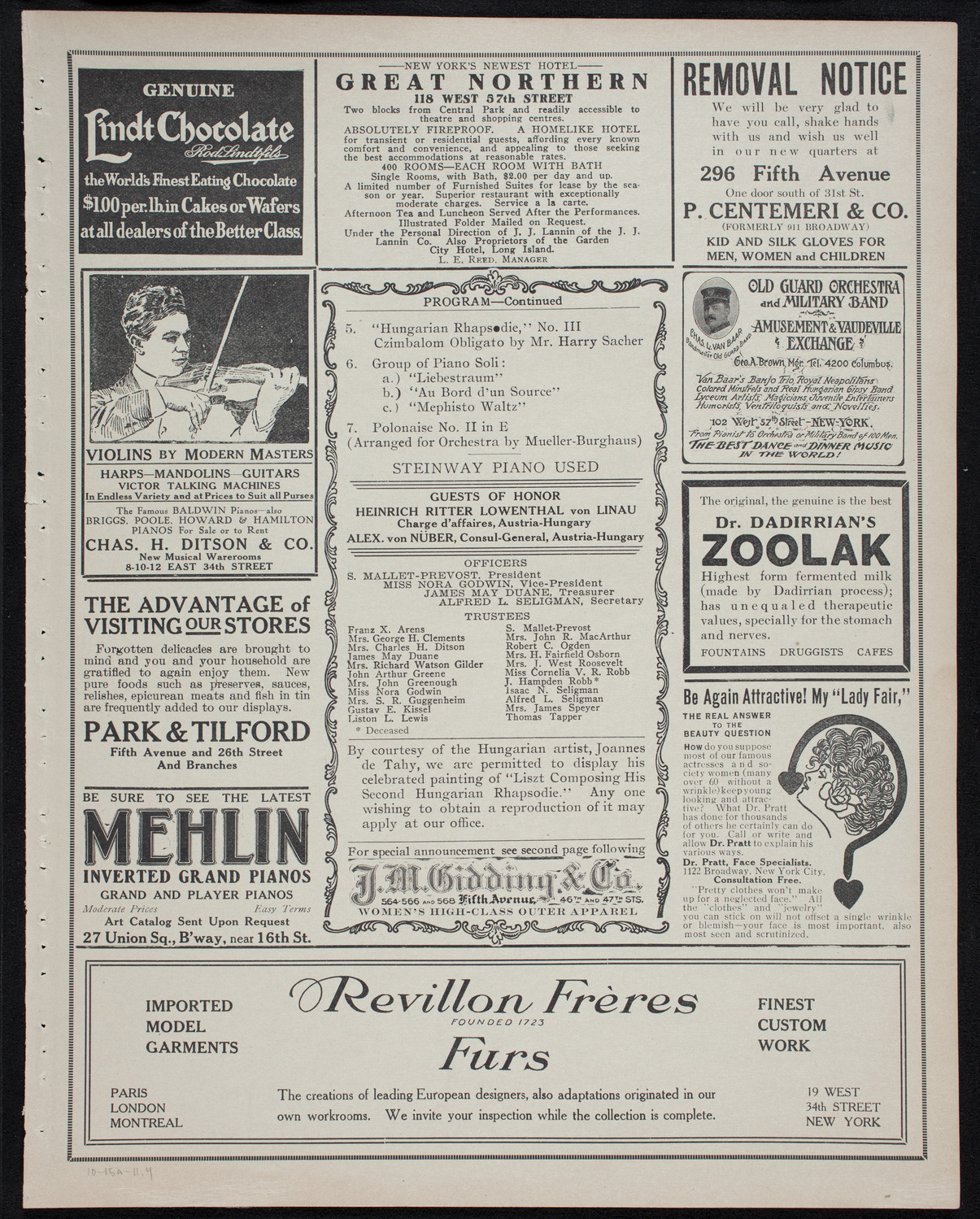 People's Symphony Concert, October 15, 1911, program page 7