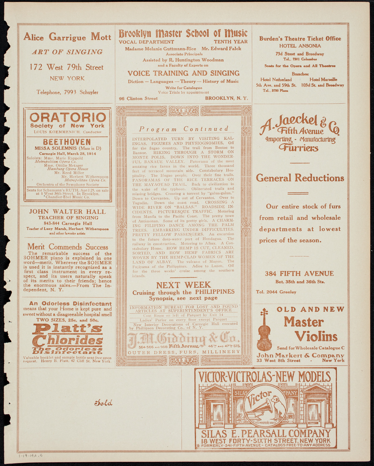 Burton Holmes Travelogue: Hiking Through Luzon, January 19, 1914, program page 9