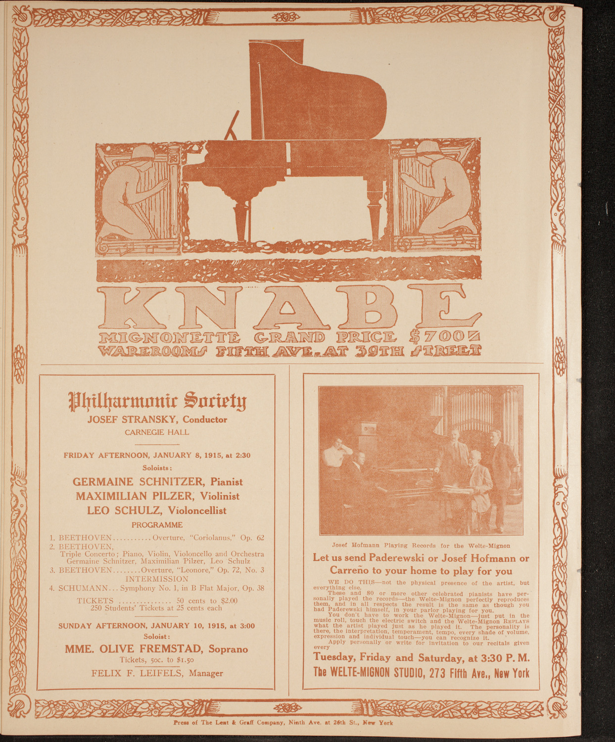 New York Philharmonic, January 3, 1915, program page 12