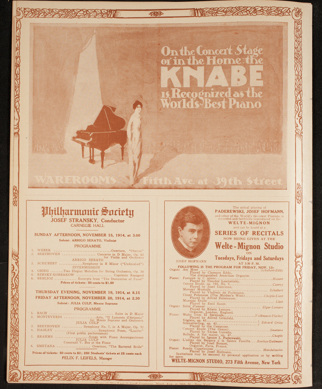 New York Philharmonic, November 12, 1914, program page 12