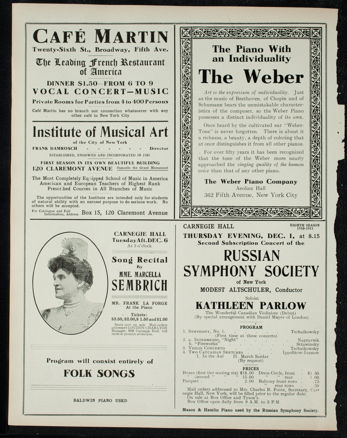 Benefit: St. Mark's Hospital, November 26, 1910, program page 6