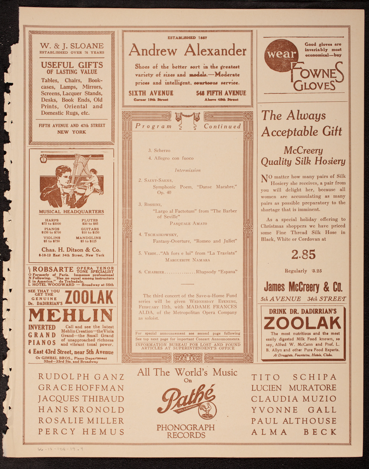 Evening Mail Save-A-Home Fund Concert: New York Philharmonic, December 10, 1919, program page 7