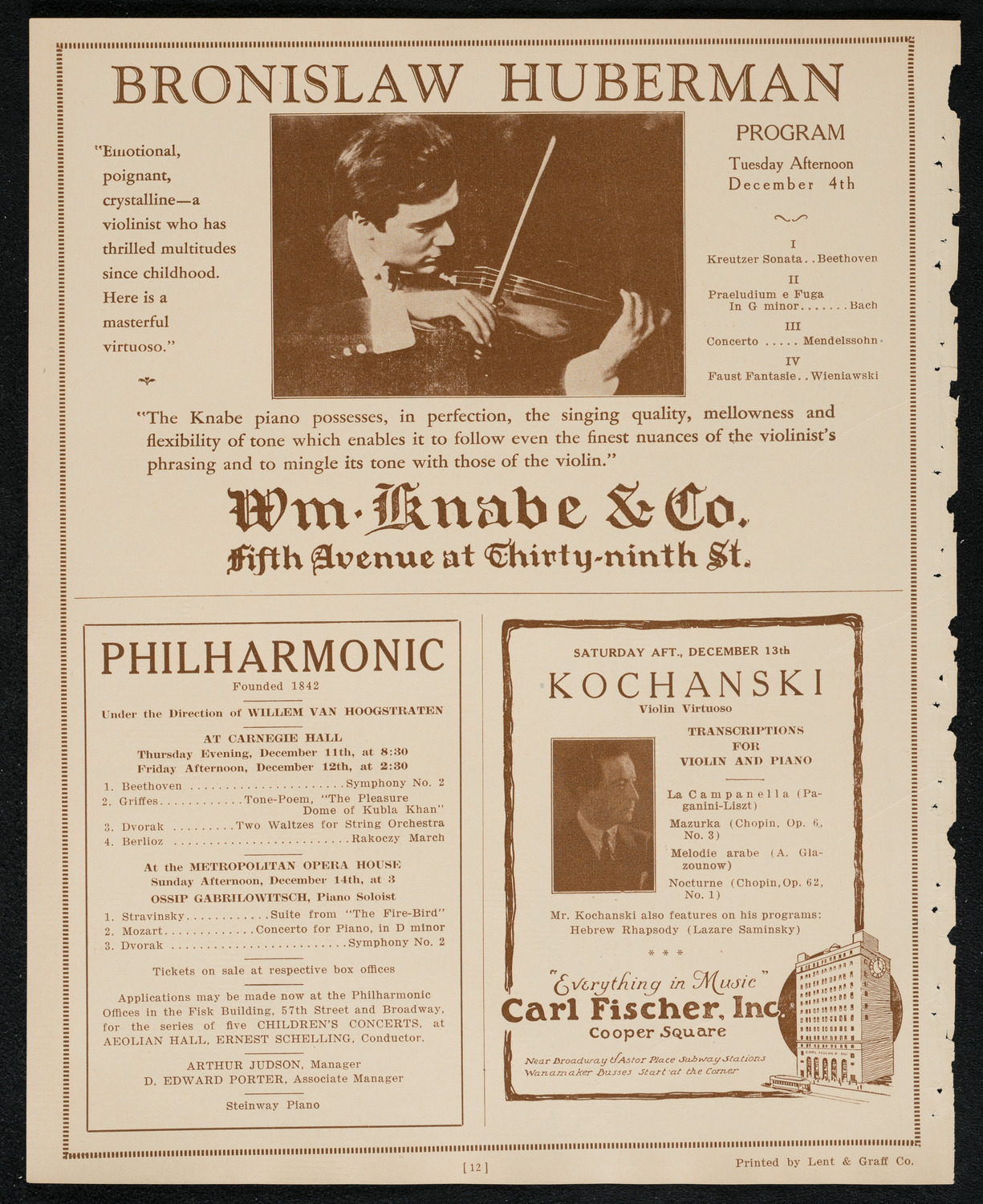 State Symphony Orchestra of New York, December 10, 1924, program page 12