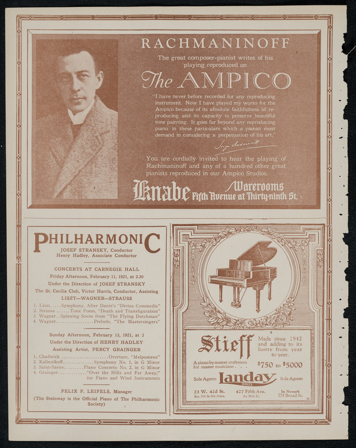New York Philharmonic, February 10, 1921, program page 12