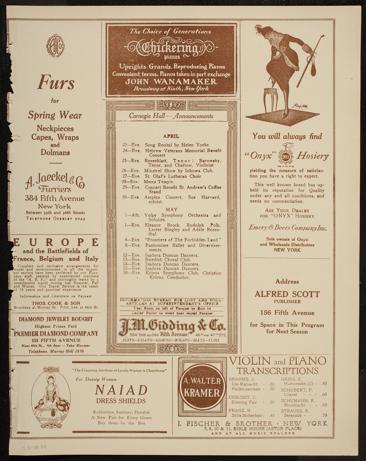 Dirk Foch Symphony Concert, April 21, 1920, program page 3