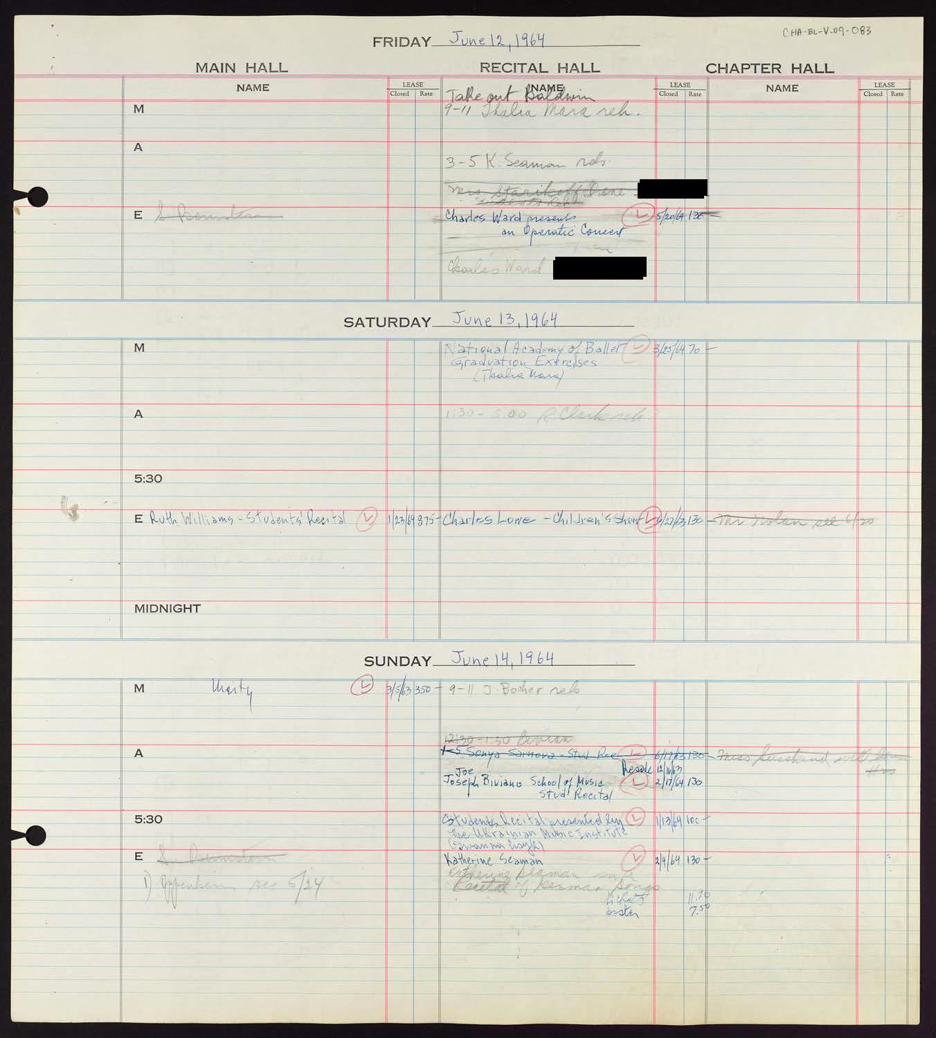 Carnegie Hall Booking Ledger, volume 9, page 83