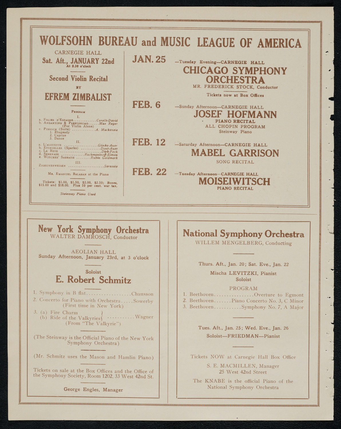 New York Philharmonic, January 20, 1921, program page 8