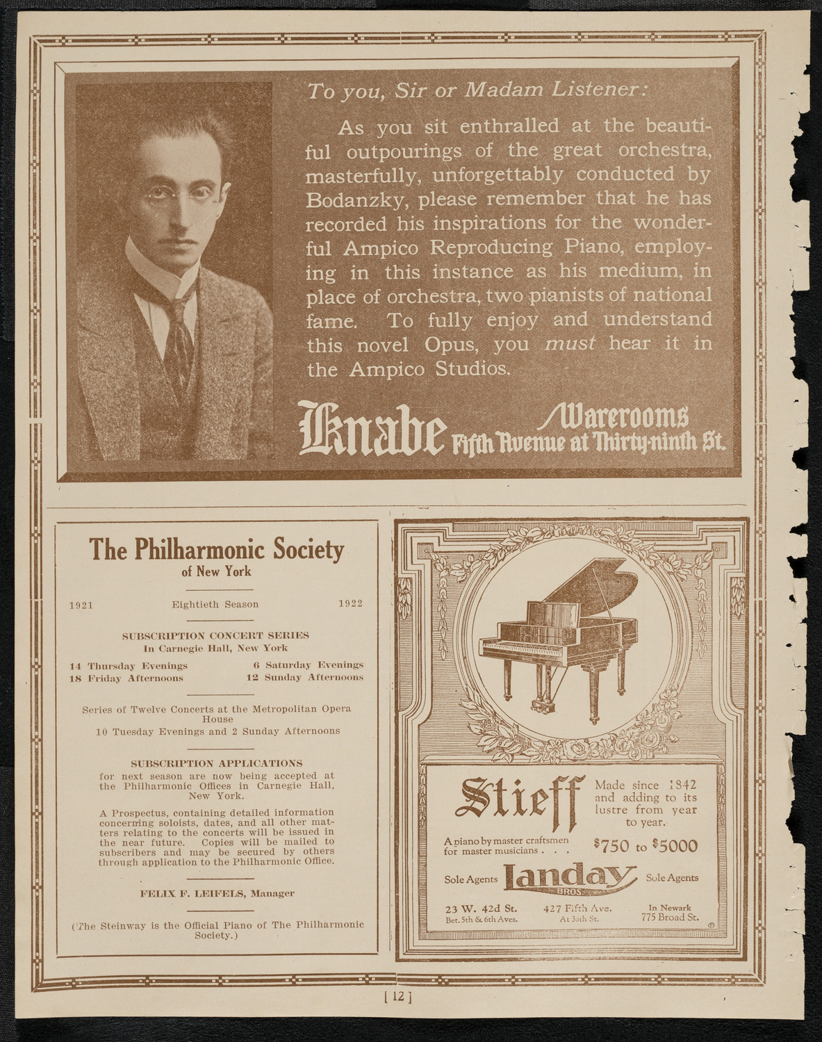 National Symphony Orchestra, March 28, 1921, program page 12