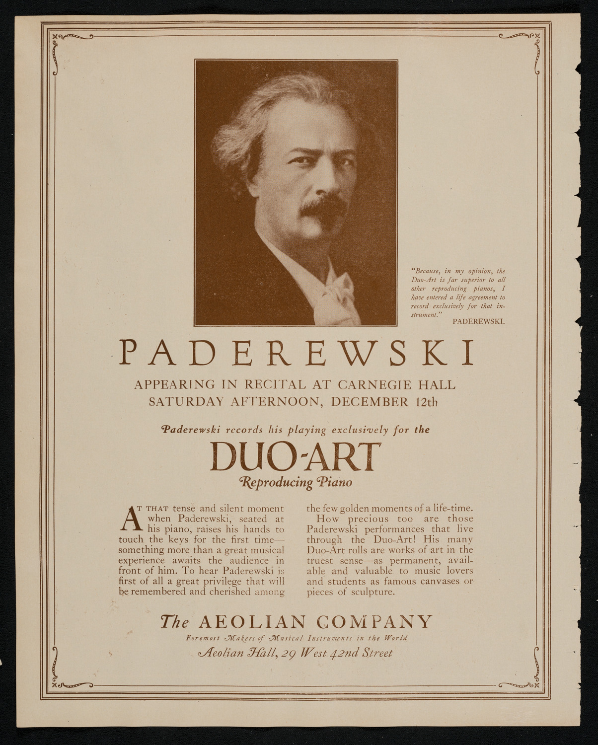 Ignacy Jan Paderewski, Piano, December 12, 1925, program page 2