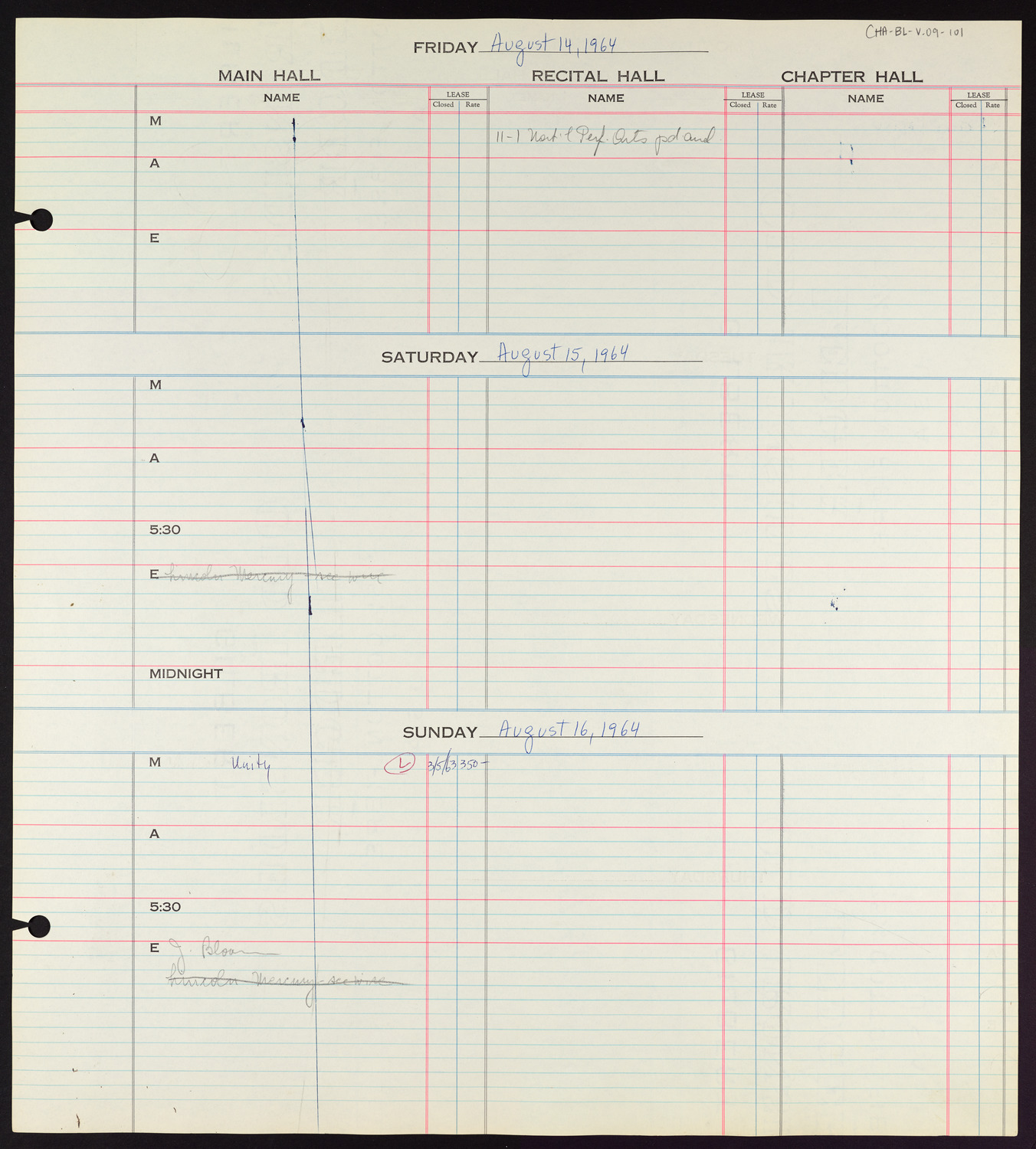 Carnegie Hall Booking Ledger, volume 9, page 101