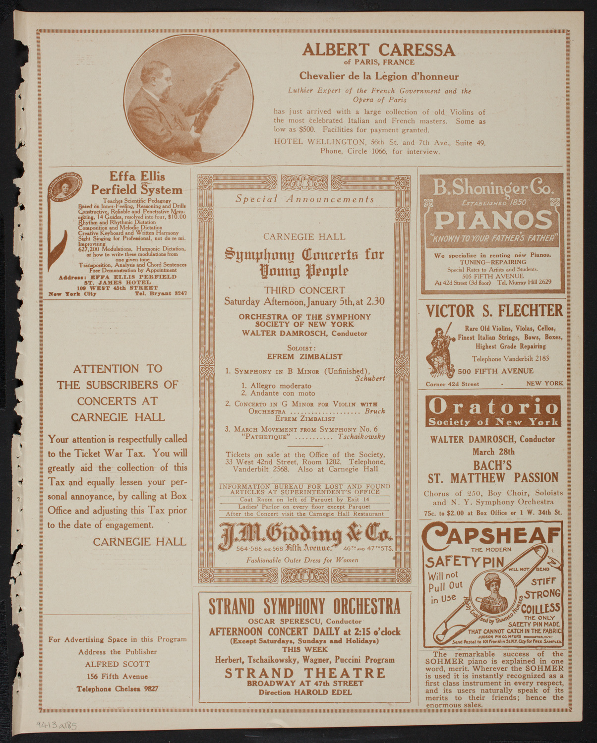 New York Philharmonic, January 3, 1918, program page 9